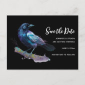 Mooie Raven op een boomtak Sla de datum op Uitnodiging Briefkaart (Voorkant)