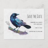 Mooie Raven op een boomtak Sla de datum op Uitnodiging Briefkaart (Voorkant)