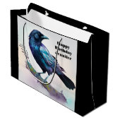 Mooie Raven op een boomtak Verjaardag Groot Cadeauzakje (Voorkant Gekanteld)