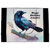 Mooie Raven op een boomtak Verjaardag Groot Cadeauzakje (Achterkant)