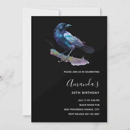 Mooie Raven op een boomtak Verjaardag Kaart (Voorkant)