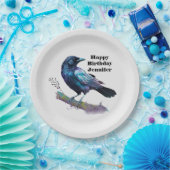 Mooie Raven op een boomtak Verjaardag Papieren Bordje (Feest)
