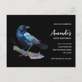 Mooie Raven op een boomtak Verjaardag Uitnodiging Briefkaart (Voorkant)