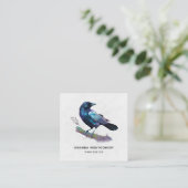 Mooie Raven op een boomtak Vierkante Visitekaartje (Staand voorkant)