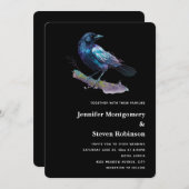 Mooie Raven op een Tree Branch bruiloft Kaart (Voorkant / Achterkant)