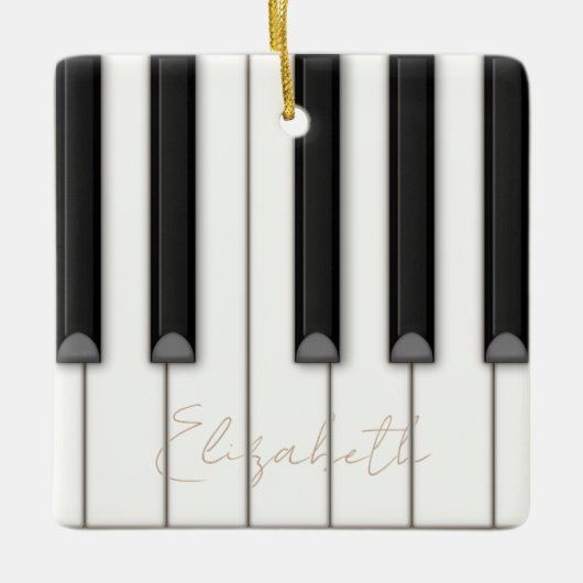 Mooie realistische piano toetsen gepersonaliseerde keramisch ornament (Voorkant)