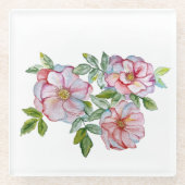 Mooie realistische waterverf rozen. glazen onderzetter (Voorkant)