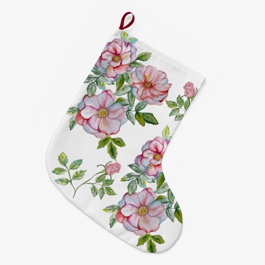 Mooie realistische waterverf rozen. grote kerstsok (Voorkant (Hangend))