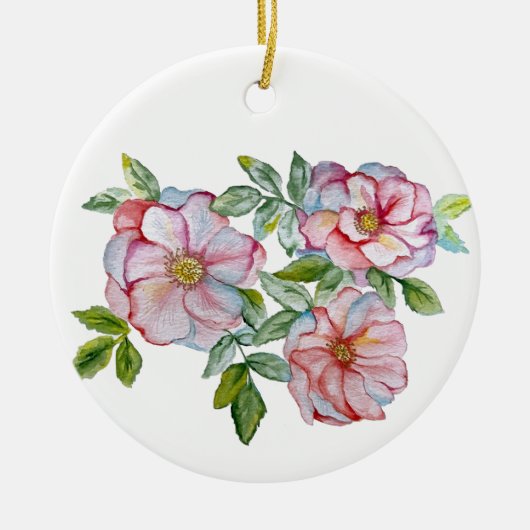 Mooie realistische waterverf rozen. keramisch ornament (Voorkant)