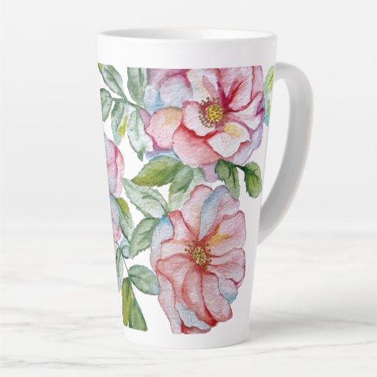 Mooie realistische waterverf rozen. latte mok (Rechterhoek)