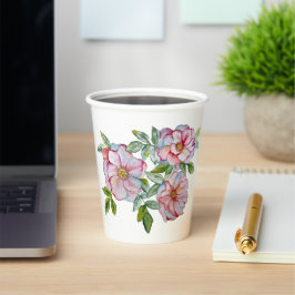 Mooie realistische waterverf rozen. papieren bekers