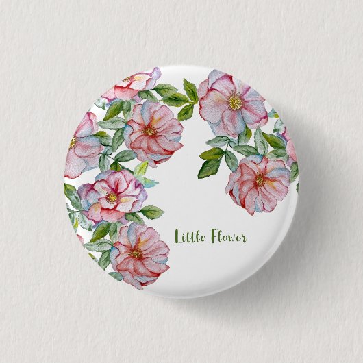 Mooie realistische waterverf rozen. ronde button 3,2 cm (Voorkant)