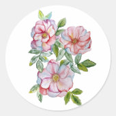 Mooie realistische waterverf rozen. ronde sticker (Voorkant)