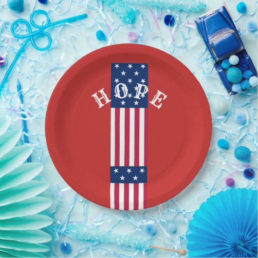 Mooie Red Blue Star Hope USA Papieren Bordje (Feest)