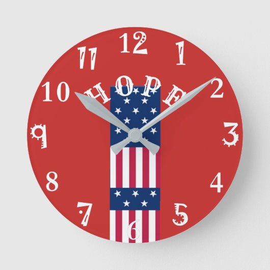 Mooie Red Blue White Star Time for Hope USA    Ronde Klok (Voorkant)
