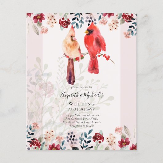 Mooie RED CARDINAL Birds Weddenschap (Voorkant)
