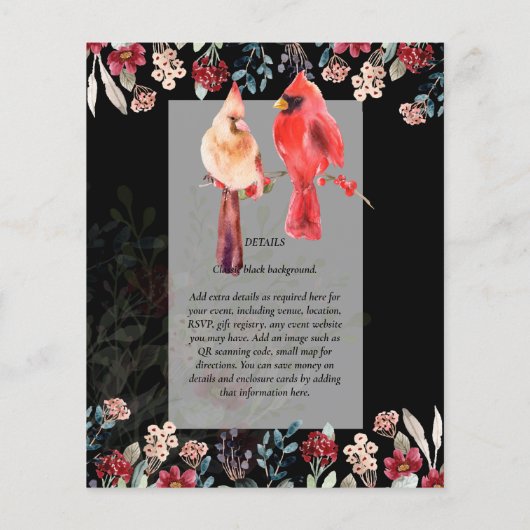 Mooie RED CARDINAL Birds Weddenschap Flyer (Achterkant)