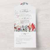 Mooie RED CARDINAL Birds Wedding All In One Uitnodiging (Binnen)