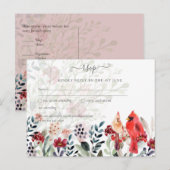 Mooie RED CARDINAL Birds Wedding Briefkaart (Voorkant / Achterkant)
