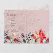 Mooie RED CARDINAL Birds Wedding Briefkaart (Achterkant)