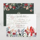 Mooie RED CARDINAL Birds Wedding Briefkaart (Voorkant / Achterkant)