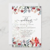 Mooie RED CARDINAL Birds Wedding Kaart (Voorkant)