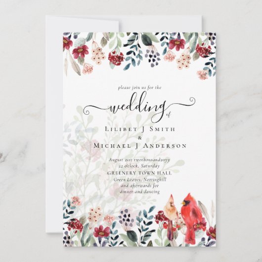 Mooie RED CARDINAL Birds Wedding Kaart (Voorkant)