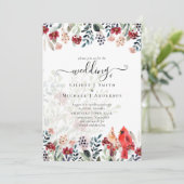 Mooie RED CARDINAL Birds Wedding Kaart (Staand voorkant)