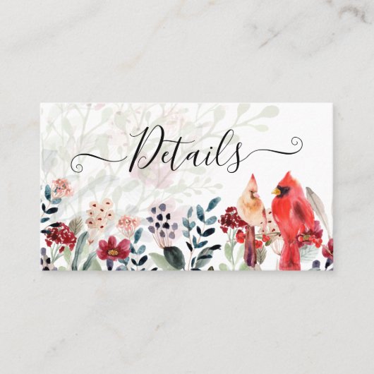 Mooie RED CARDINAL Birds Wedding Visitekaartje (Voorkant)
