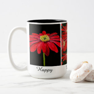 Mooie Red Daisy Mok Two-Tone Mok, 15 oz
