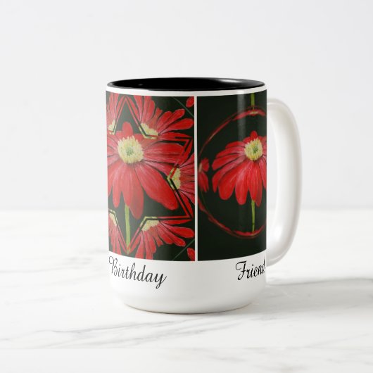 Mooie Red Daisy Mok Two-Tone Mok, 15 oz (Voorkant rechts)