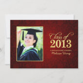 Mooie Red Floral Damask en Gold Class van 2013 Kaart (Voorkant)