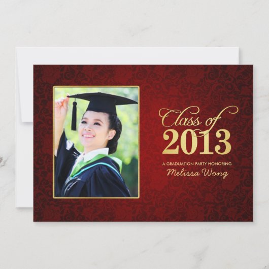 Mooie Red Floral Damask en Gold Class van 2013 Kaart (Voorkant)