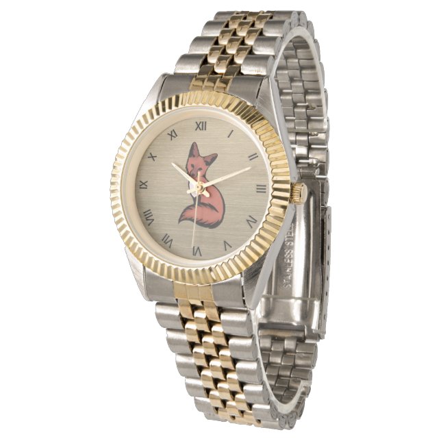 Mooie Red Fox Roman Numerals Horloge (Gekanteld)