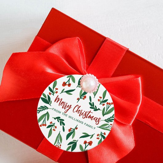 Mooie Red Green Holly Berry, aangepast kerstfeest Bedankjes Labels