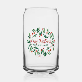 Mooie Red Green Holly Berry, aangepast kerstfeest Blikvorm Glas