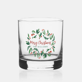 Mooie Red Green Holly Berry, aangepast kerstfeest Whisky Glas