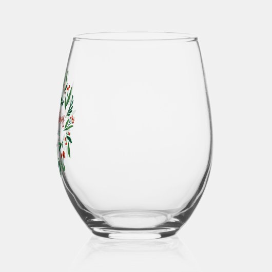 Mooie Red Green Holly Berry, aangepast kerstfeest Wijnglas Zonder Voet (Links)