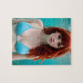 Mooie Red Haire Woman Onderwater Fotografie Legpuzzel (Horizontaal)