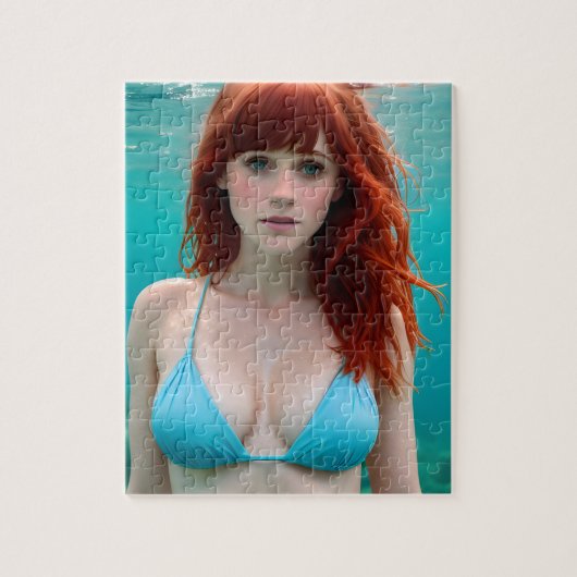 Mooie Red Haire Woman Onderwater Fotografie Legpuzzel (Verticaal)