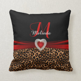 Mooie Red Heart Leopard Animal Print Kussen