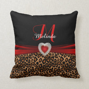 Mooie Red Heart Leopard Animal Print Kussen