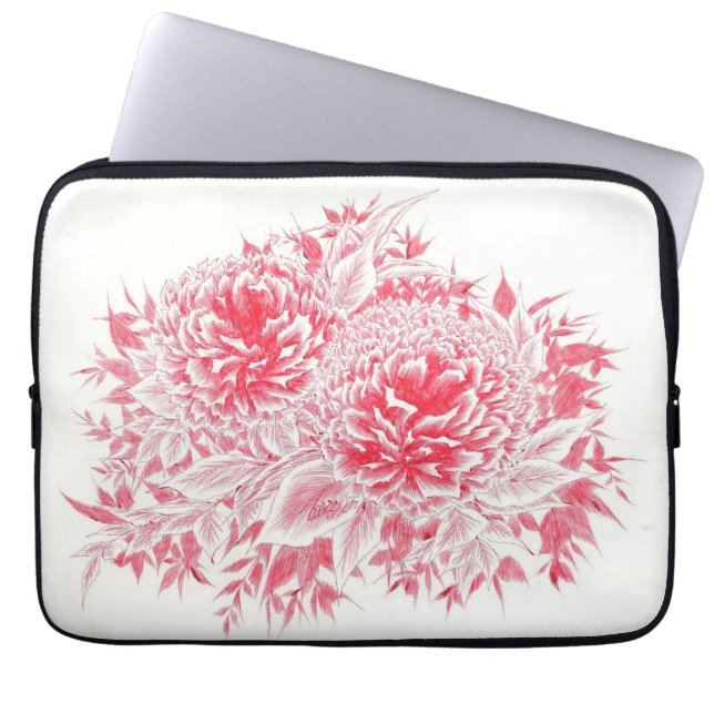 Mooie Red Peony-laptophoes Laptop Sleeve (Voorkant)