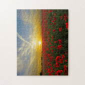 Mooie Red Poppy Field Sunset fotografie Legpuzzel (Verticaal)