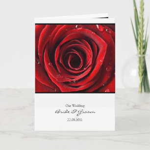 Mooie Red Rose bruiloft Kaart Uitnodigen -Wit