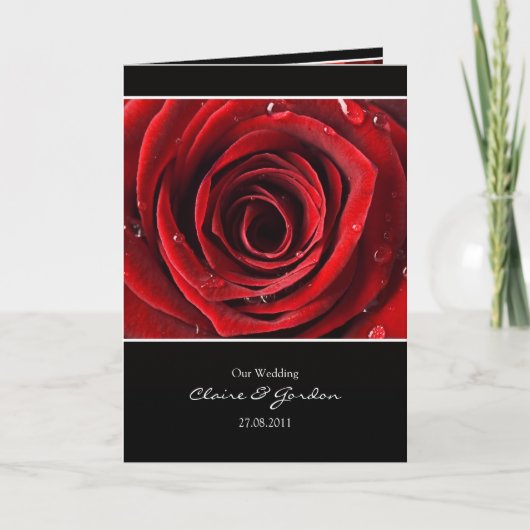 Mooie Red Rose bruiloft Kaart Uitnodigen -Zwart (Voorkant)