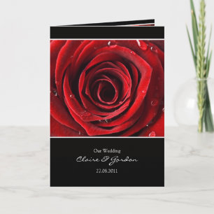 Mooie Red Rose bruiloft Kaart Uitnodigen -Zwart