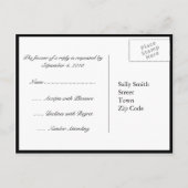 Mooie Red Rose Wedding RSVP briefkaart -Zwart (Achterkant)