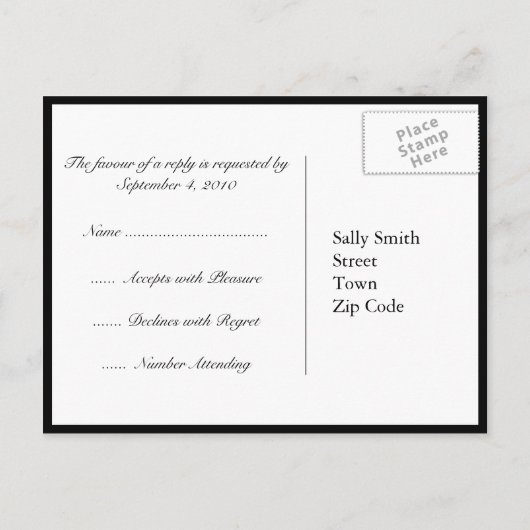 Mooie Red Rose Wedding RSVP briefkaart -Zwart (Achterkant)