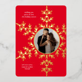 Mooie Red Snowflake-fotokaart voor kerstmis Folie Folie Feestdagenkaart (Voorkant)